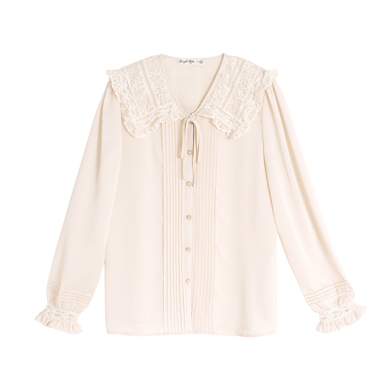 Kiara Satin Lace Doll Collar Blouse