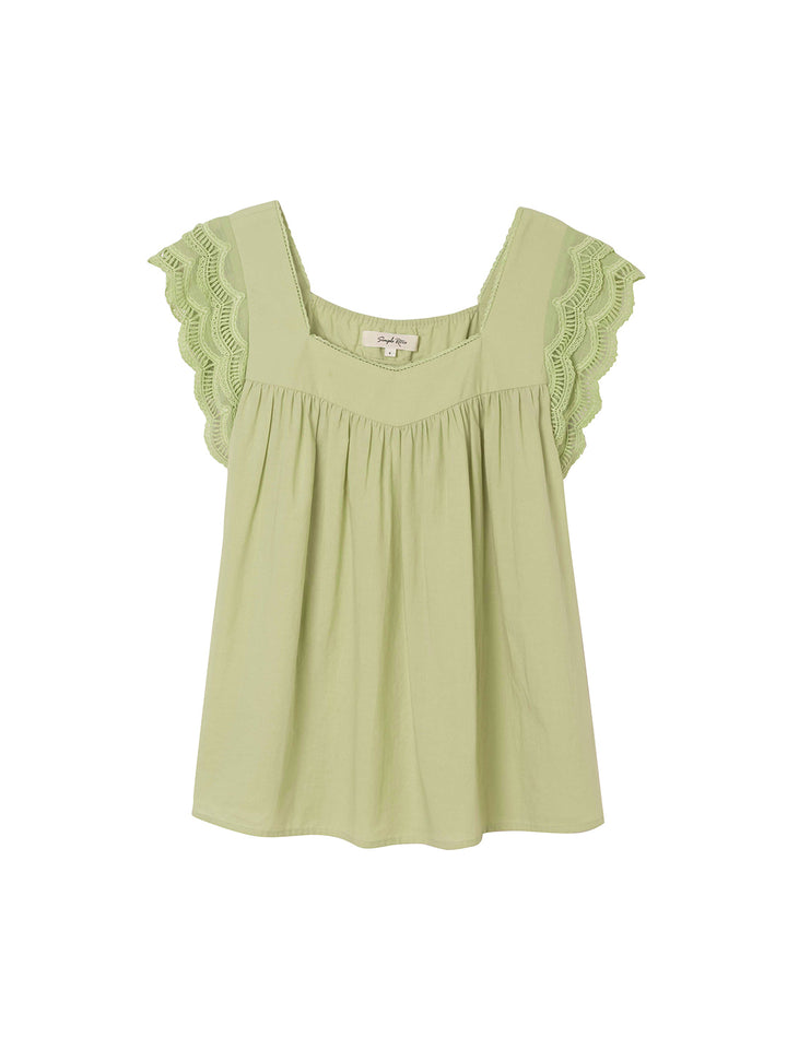 Karla Wing Ruffle Green Blouse/SIMPLERETRO
