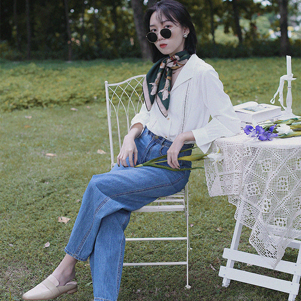 Chowxiaodou 16 Momme  Tulipa Silk neck bow -Yellow main image 0