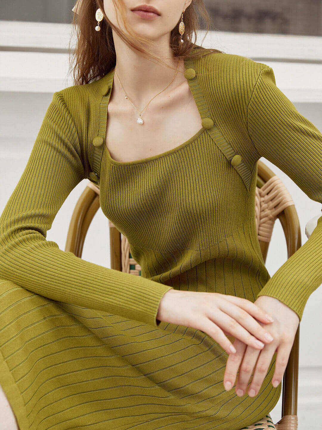 Tessa French Knitting Midi Dress/Simple Retro/11523