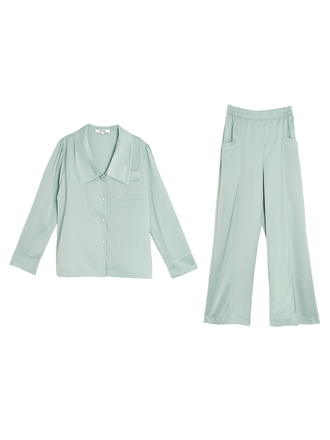 Lucia Satin Green Pyjama Set/Simple Retro/77001