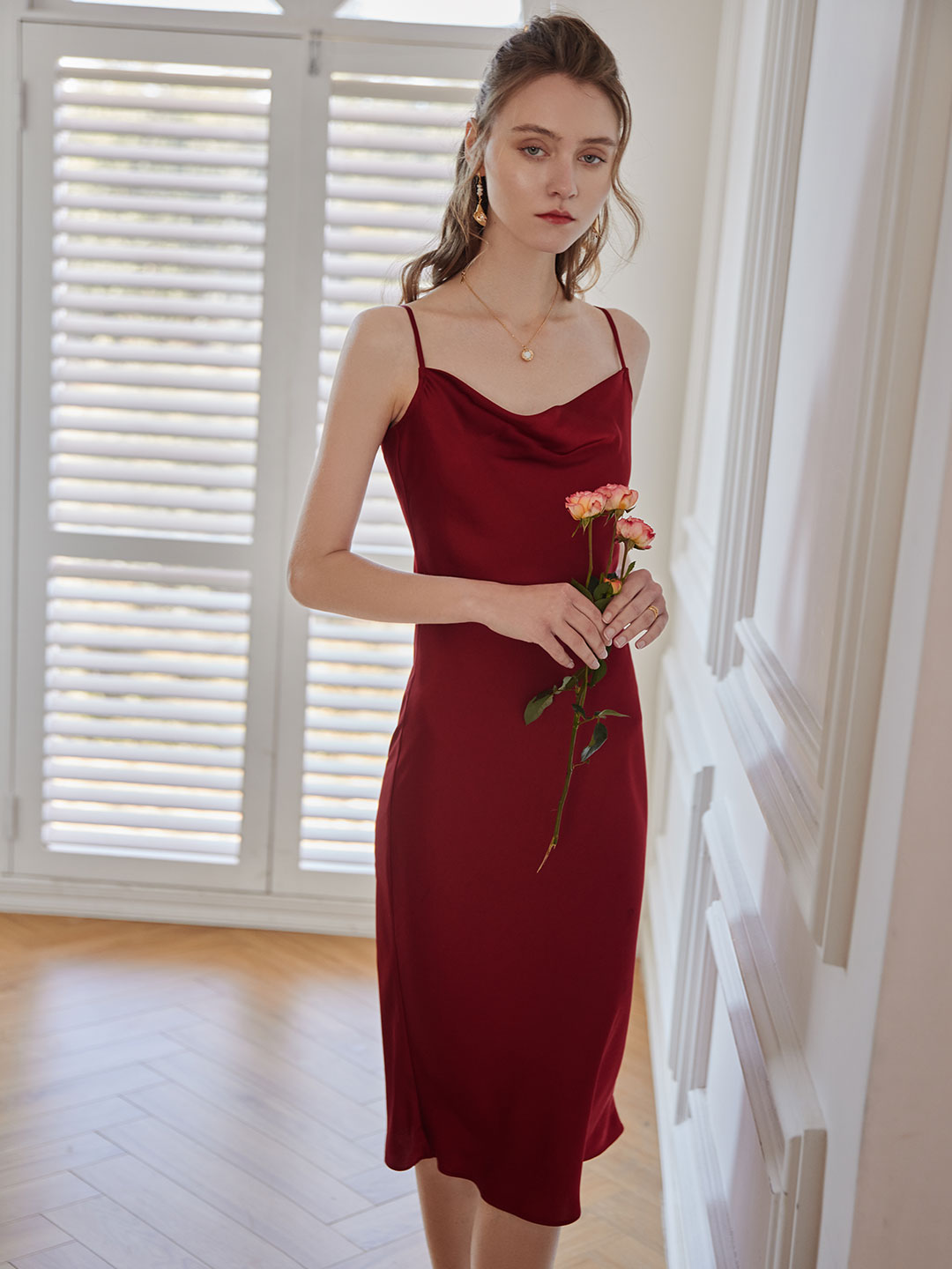 【Final Sale】Amira French Satin Slip Dress