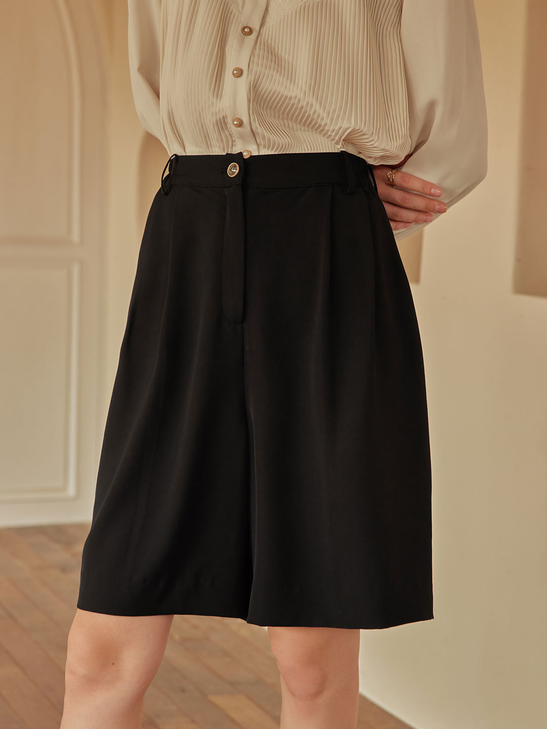 Daiki Chiffon Straight Shorts/Simple Retro/11058
