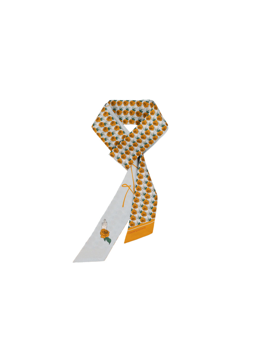 Printed Twill Silk Mini Narrow Scarf