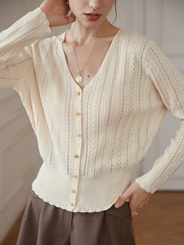 Anna Cable Apricot Knit Cardigan