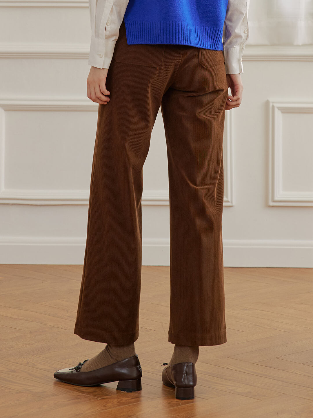 Nylah Corduroy Brown Straight Trousers