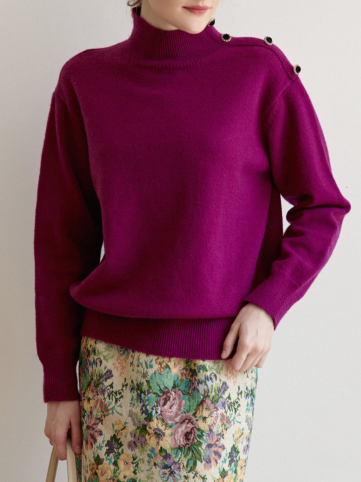 Ruby High Neck Purple Knit Sweater/SIMPLERETRO