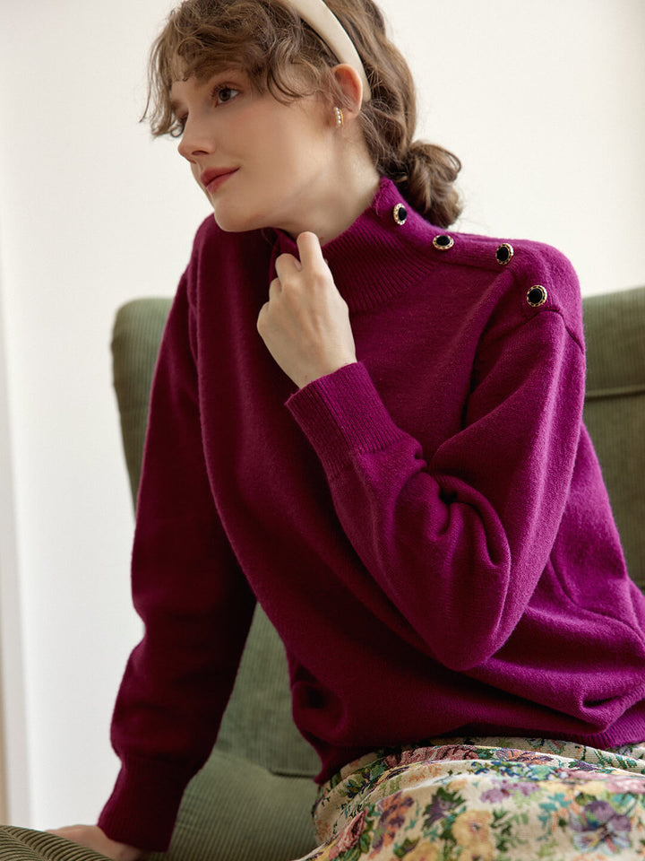 Ruby High Neck Purple Knit Sweater/SIMPLERETRO