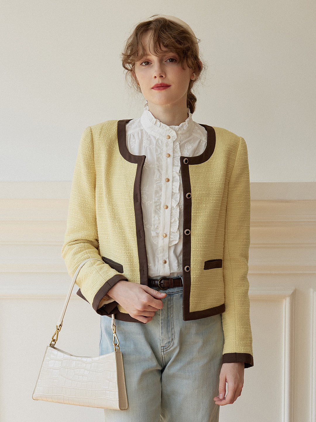 Catherine Yellow Tweed Jacket/SIMPLERETRO