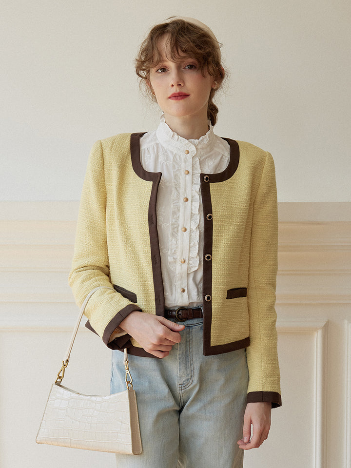 Catherine Yellow Tweed Jacket/SIMPLERETRO