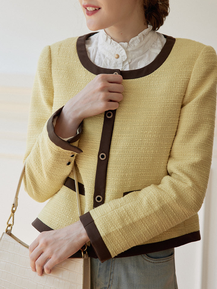 Catherine Yellow Tweed Jacket/SIMPLERETRO