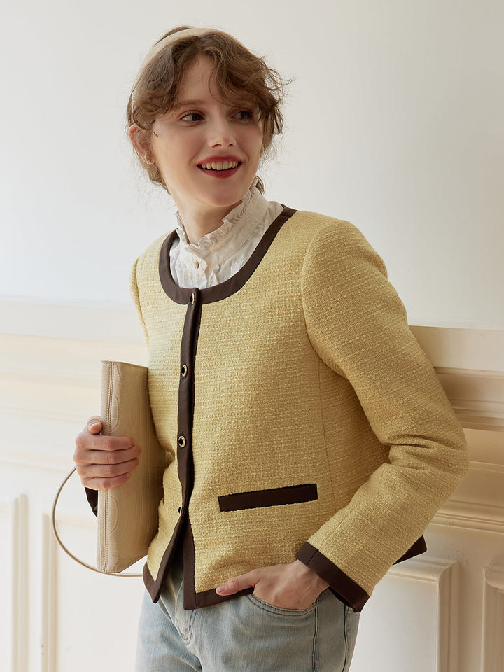 Catherine Yellow Tweed Jacket/SIMPLERETRO