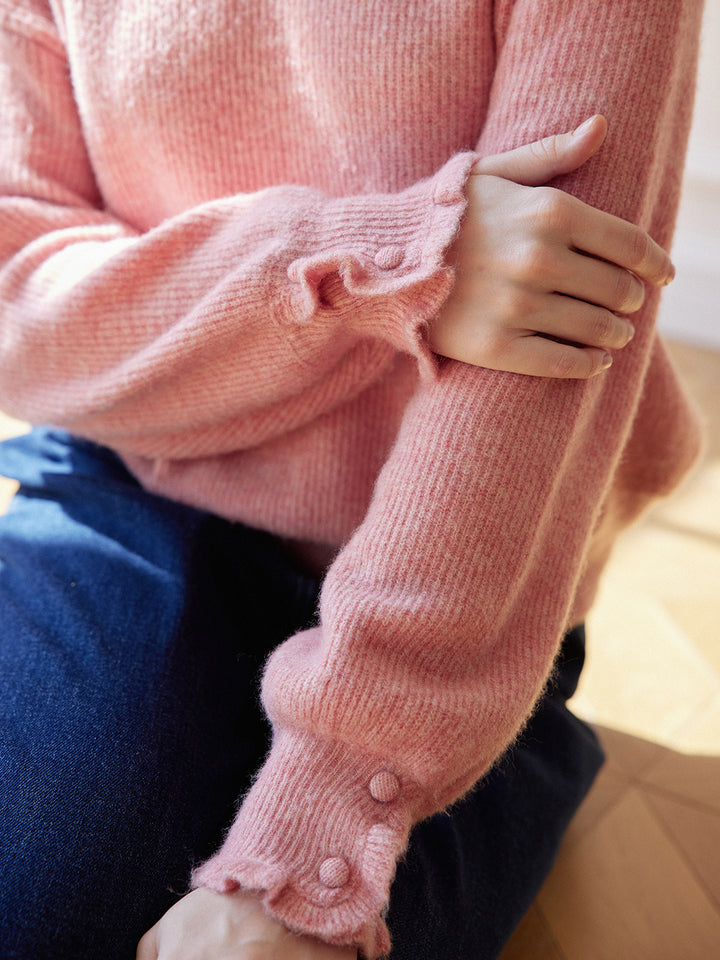 Reagan Crew Neck Pink Knit Sweater/simpleretro