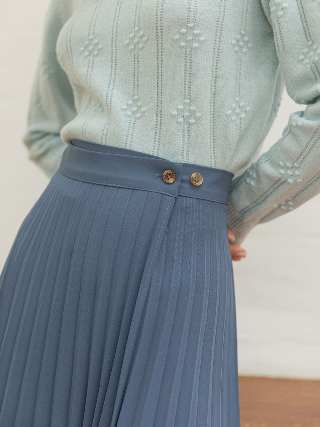 Nyla Chiffon Irregular Pleated Skirt/Simple Retro/11111