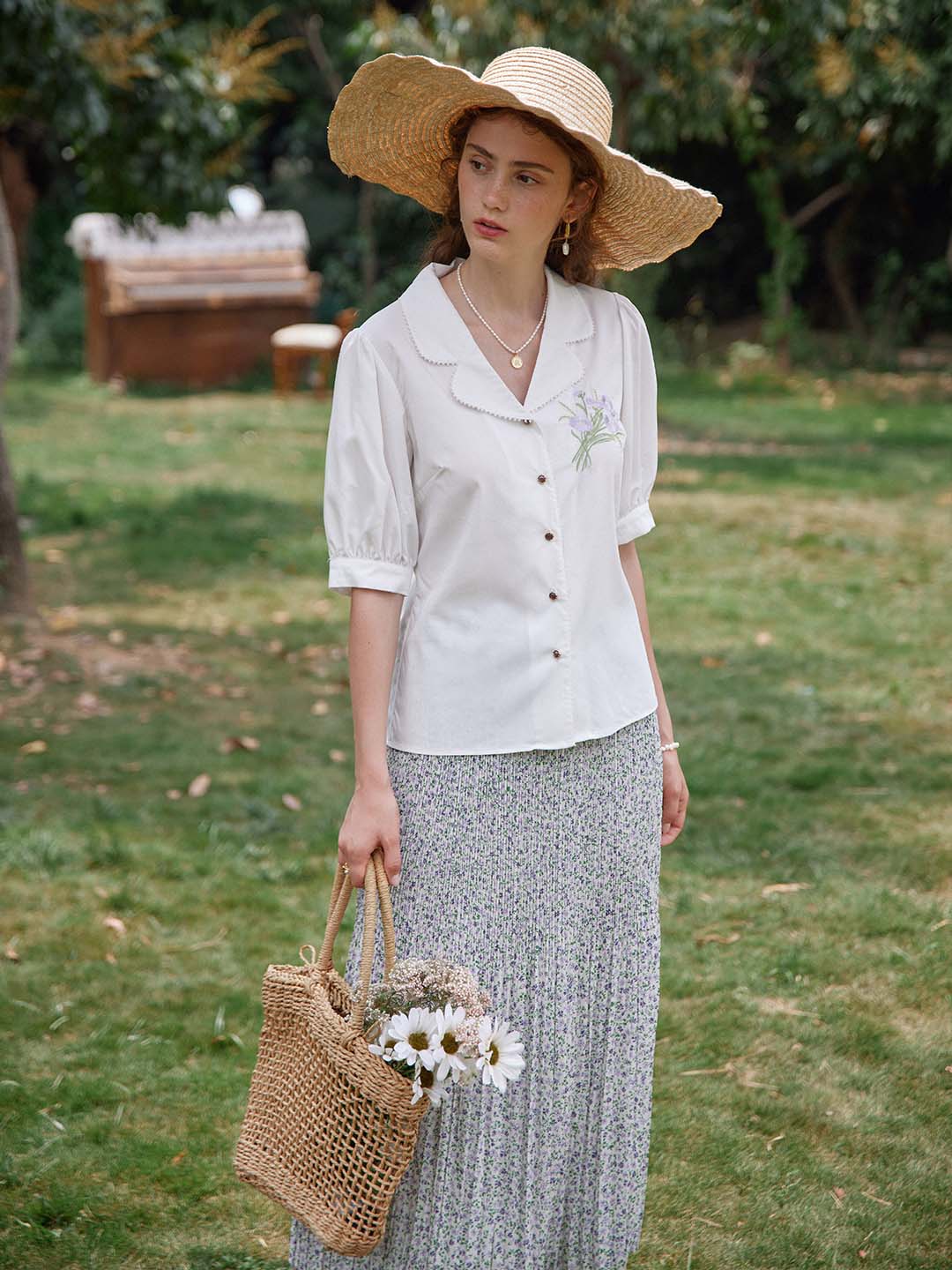 【FINAL SALE】Juli Floral Pleated Maxi Skirt
