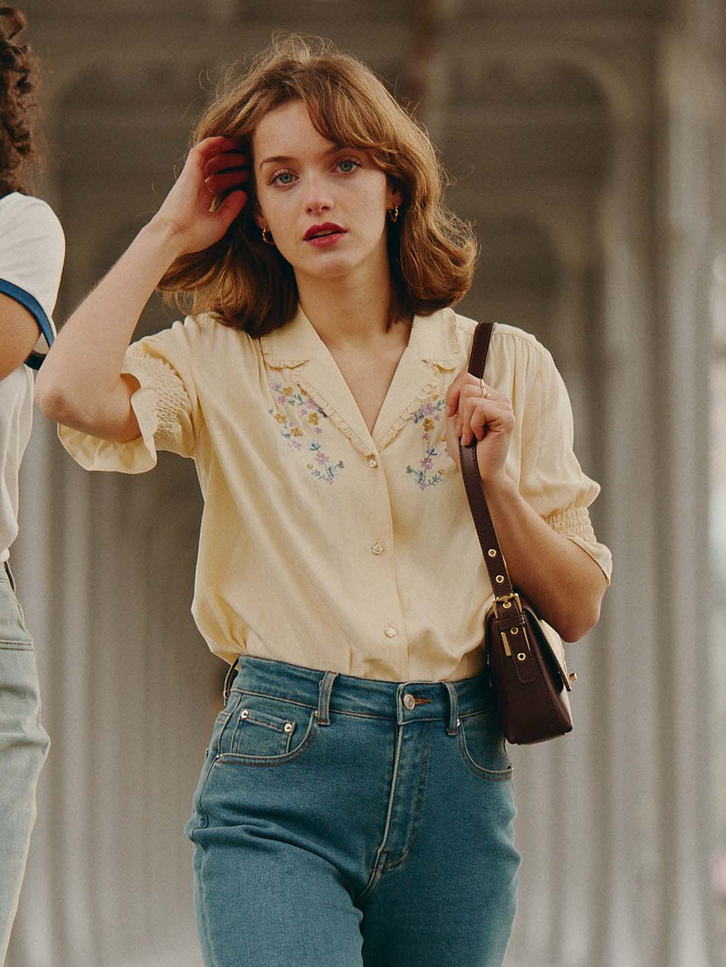 Alicia Floral Embroidery V Neck Blouse