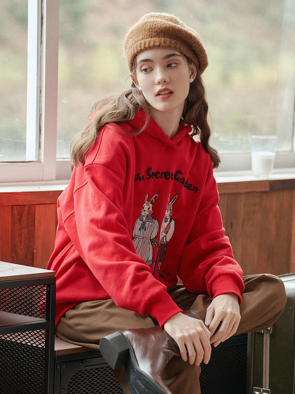 Rabbit Embroidered Hoodie