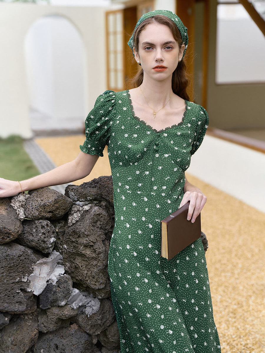 Madeleine Eco-fabric Puff Sleeve Dress – Simple Retro