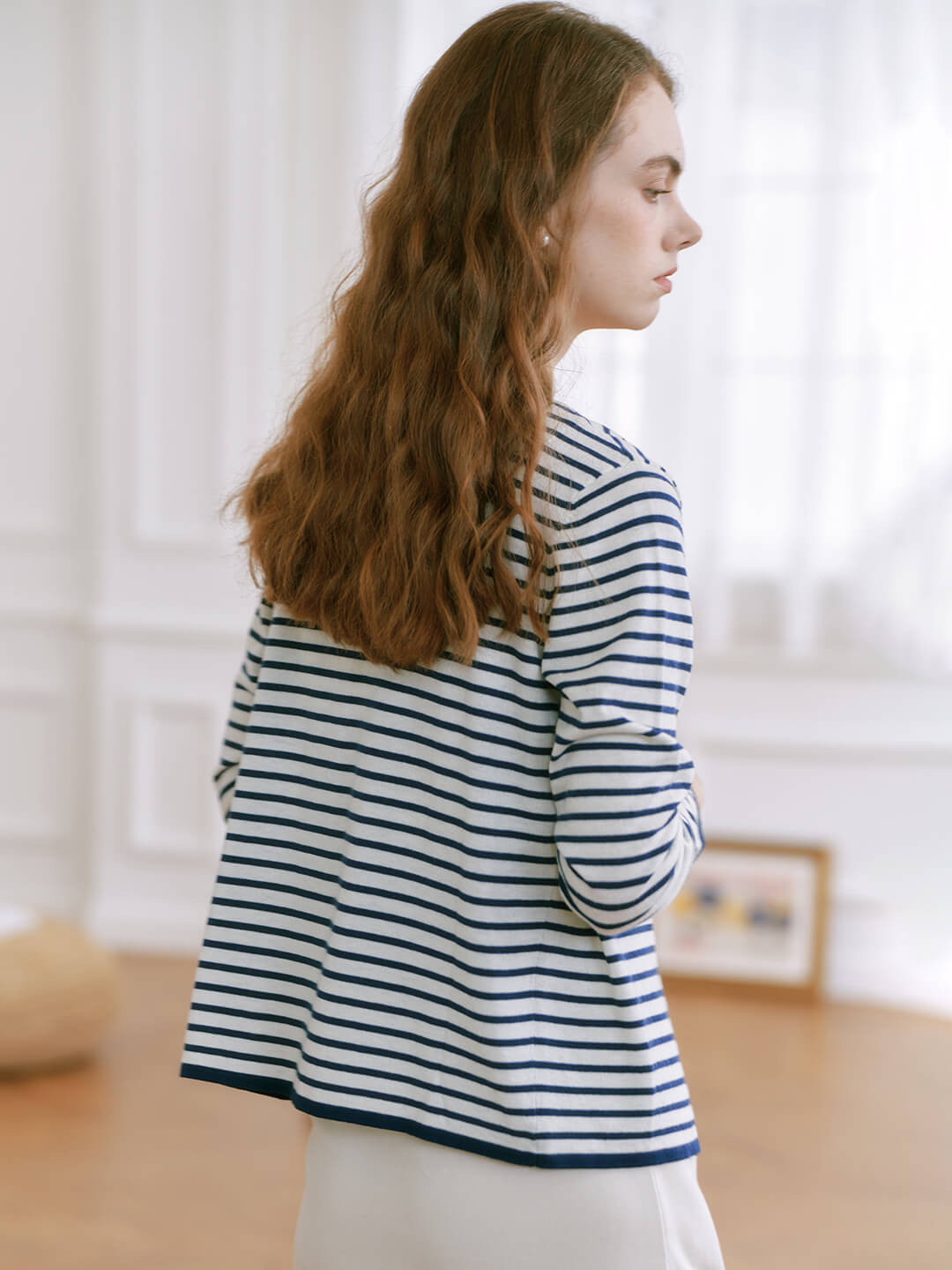 【Final Sale】Dakota Round Neck Striped Knitted Jacket