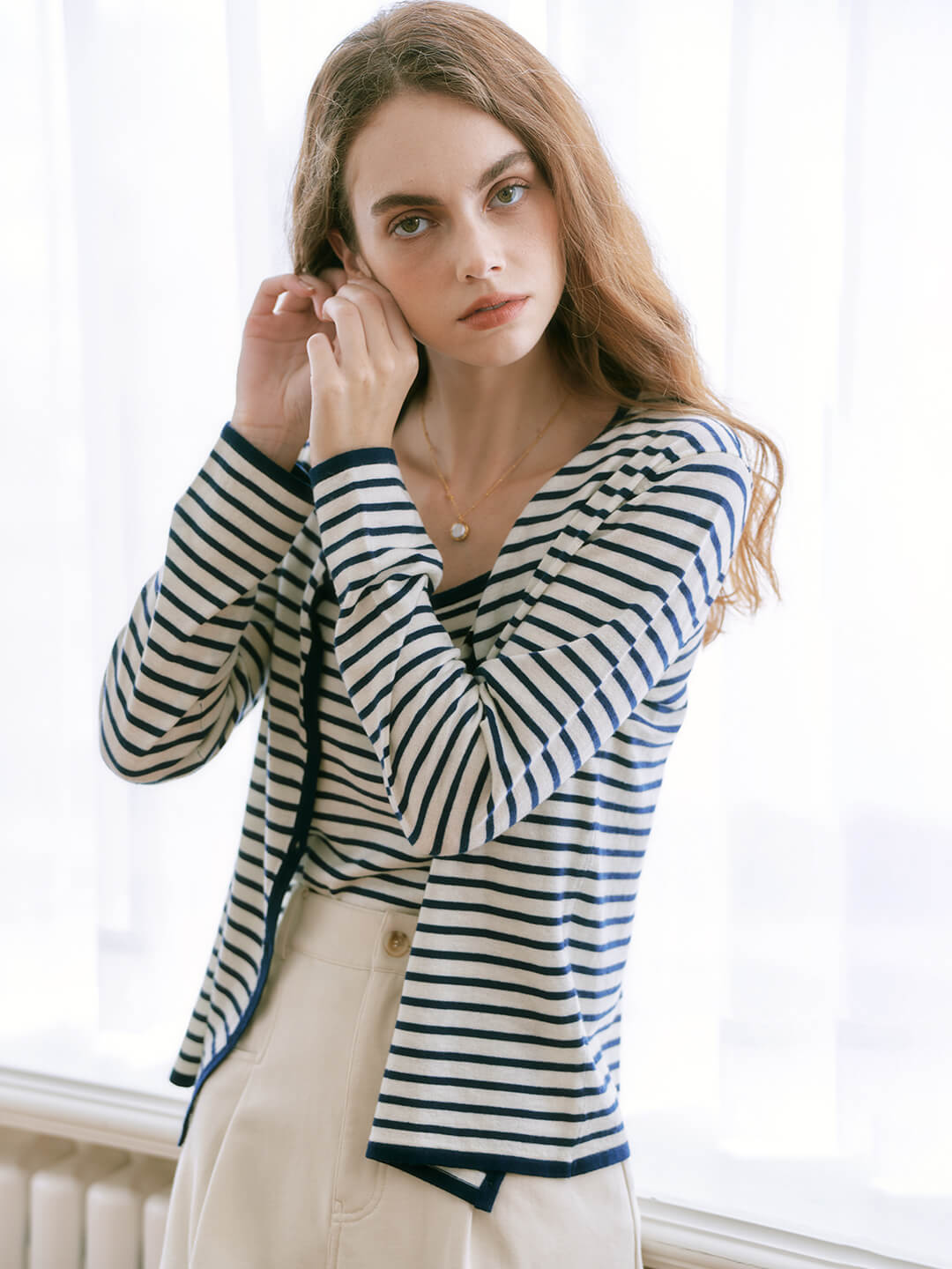 【Final Sale】Dakota Round Neck Striped Knitted Jacket