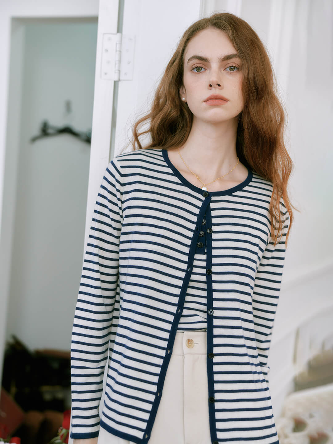 【Final Sale】Dakota Round Neck Striped Knitted Jacket