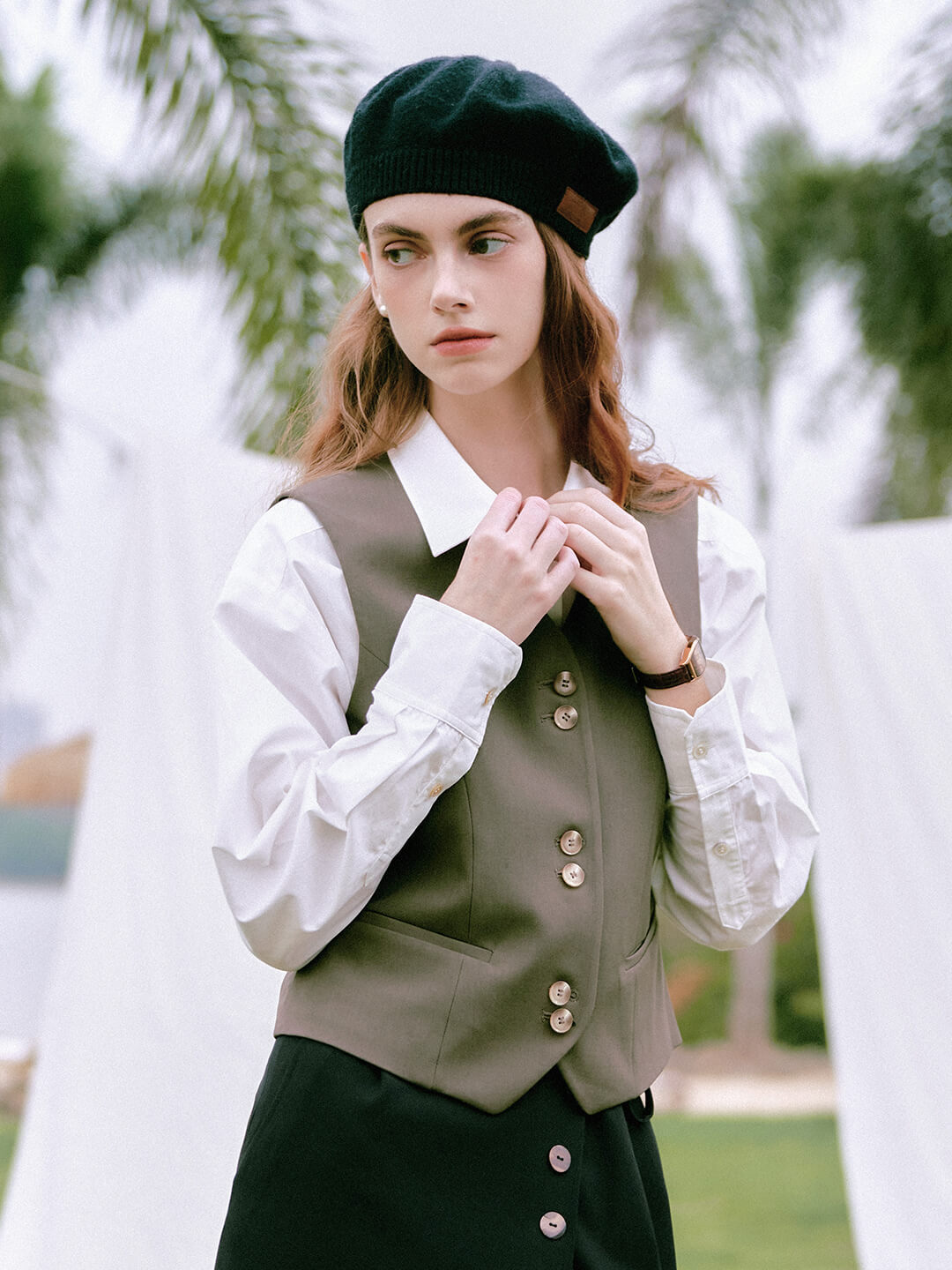 Yvonne Vintage Style Sleeveless Fitted Vest