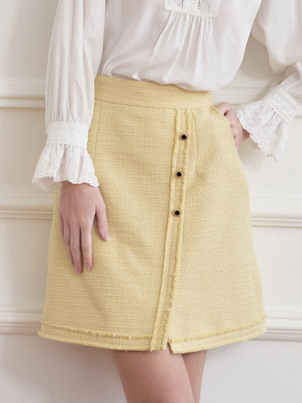 Aitana Yellow Brushed Tweed Skirt