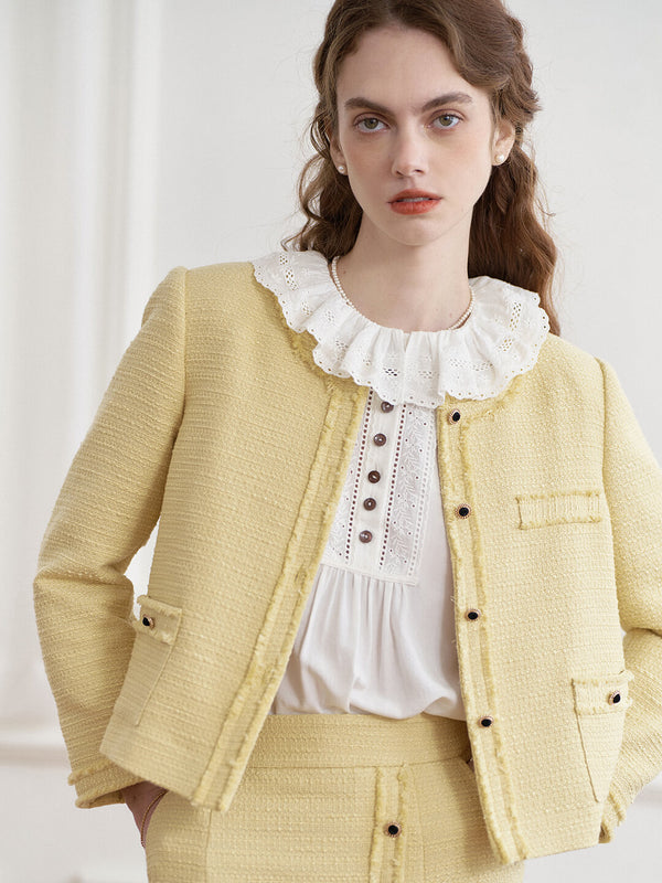 Aitana Yellow Brushed Tweed Jacket