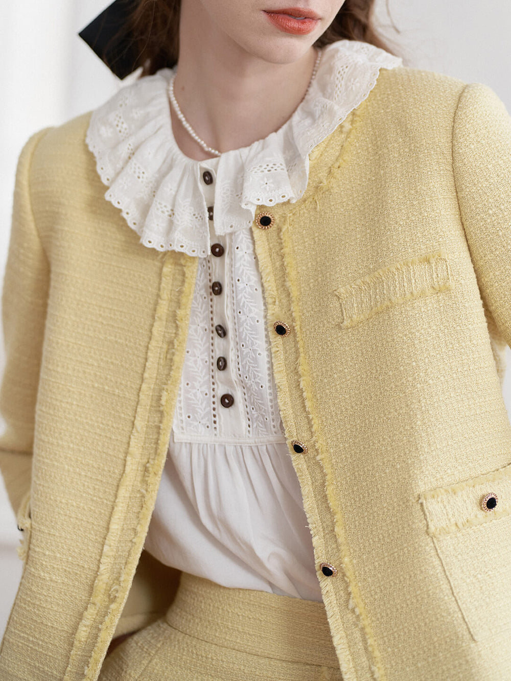 SPRING TWEED OVERSIZED JACKET_YELLOW