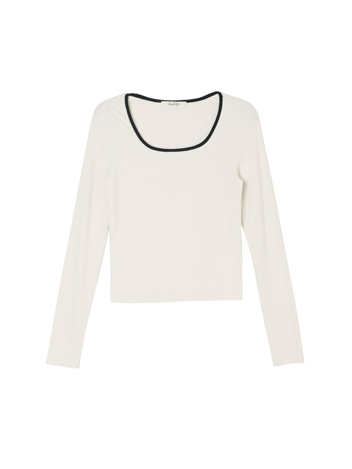 Erica U-neck White Knitted Top/SIMPLERETRO