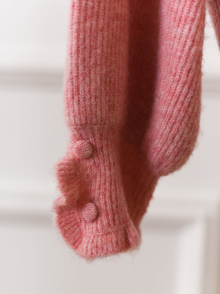 Reagan Crew Neck Pink Knit Sweater/simpleretro
