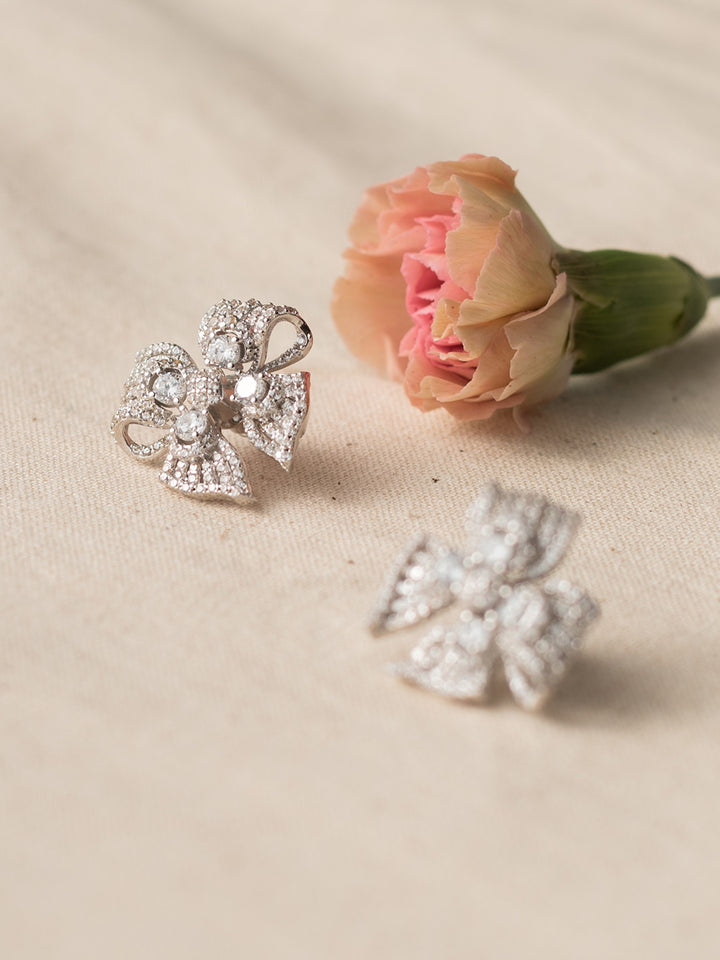 Bowknot Moissanite Earrings/Simple Retro/10014