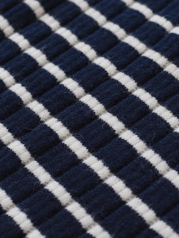 Davian Striped Blue Polo Knit Top/SIMPLERETRO