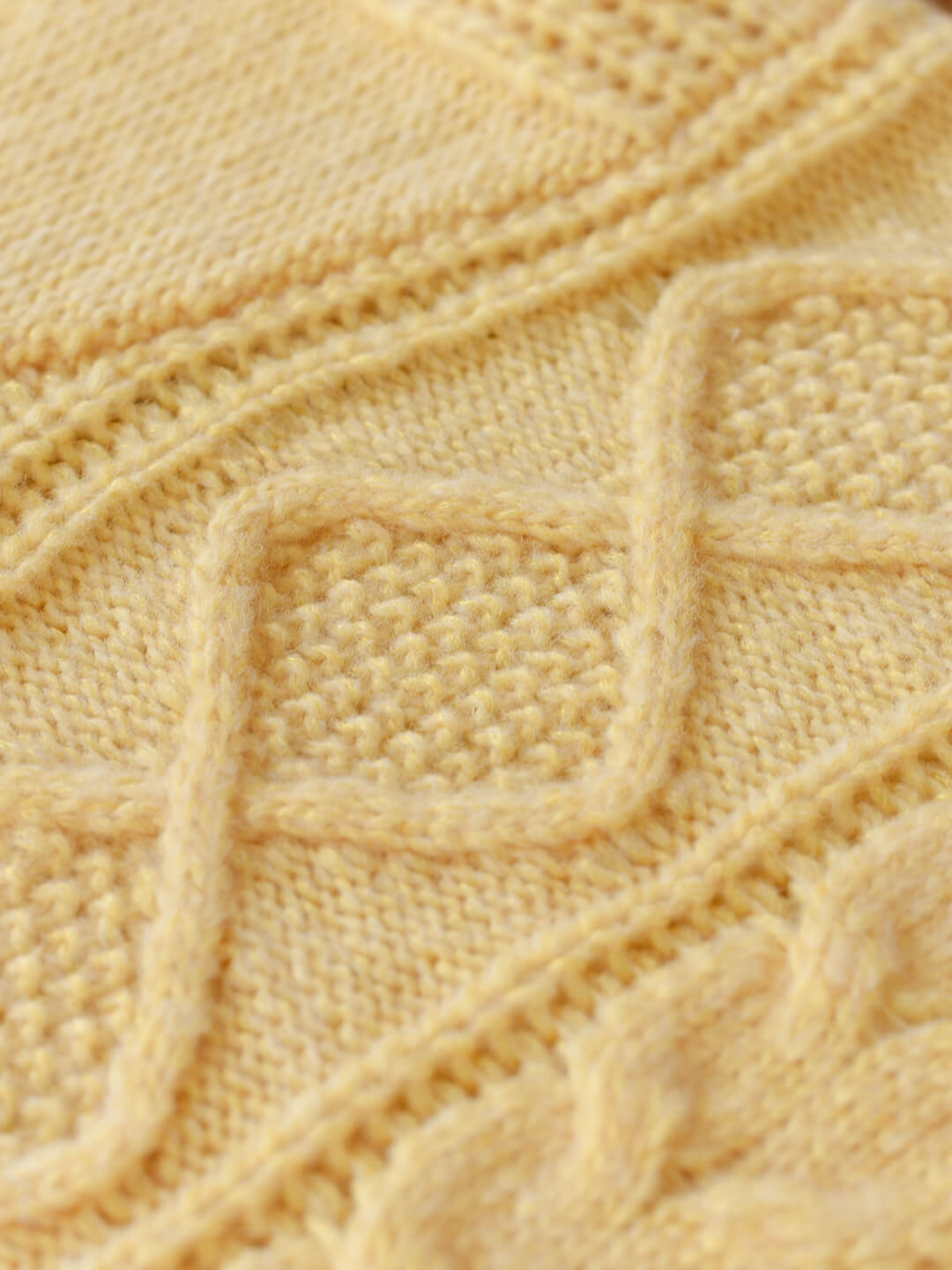 【Holiday Sale】Raina Cable Yellow Irish Knit Wool Sweater