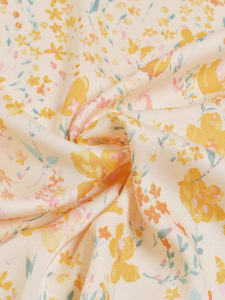 Annie Printed Lace Yellow Midi Nightgown/SIMPLE RETRO
