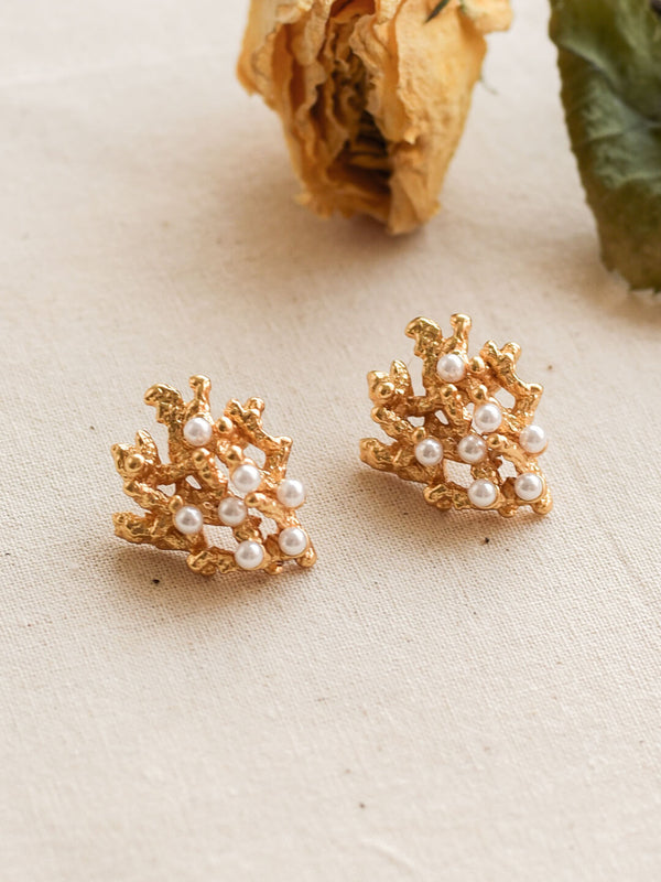 Macaron Pearl Golden Earrings