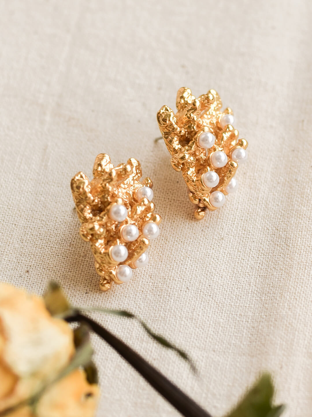 Macaron Pearl Golden Earrings