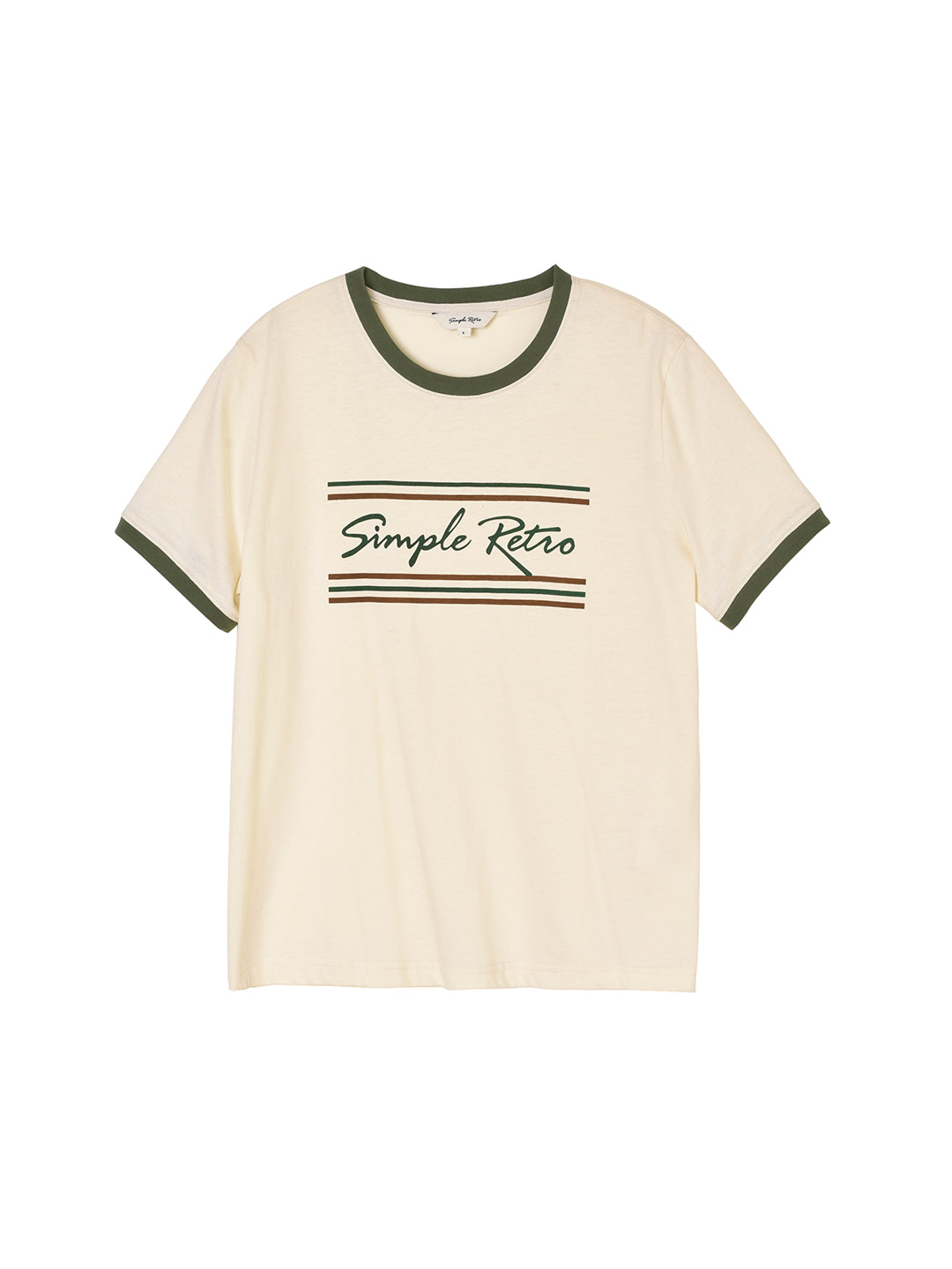 Maya Logo Printed Vintage T-Shirt/Simple Retro/1200046