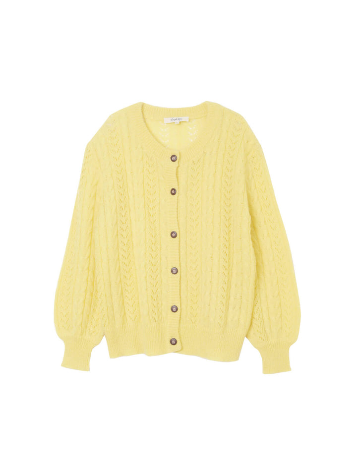 Edana Cable Yellow Knit Cardigan/SIMPLERETRO