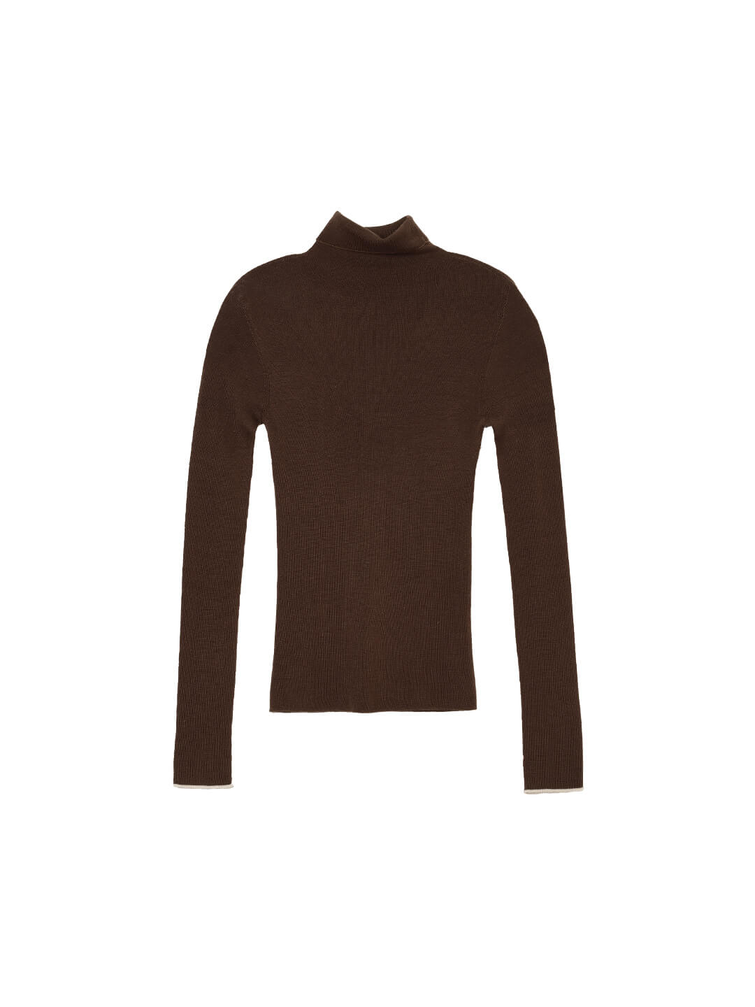 Amber Seam-Free Brown Turtleneck Knitted Top