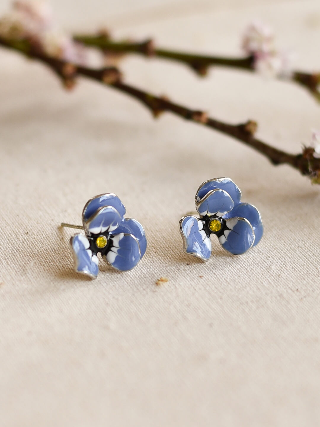 Blooming Flower Simple Blue Earrings/Simple Retro/10063