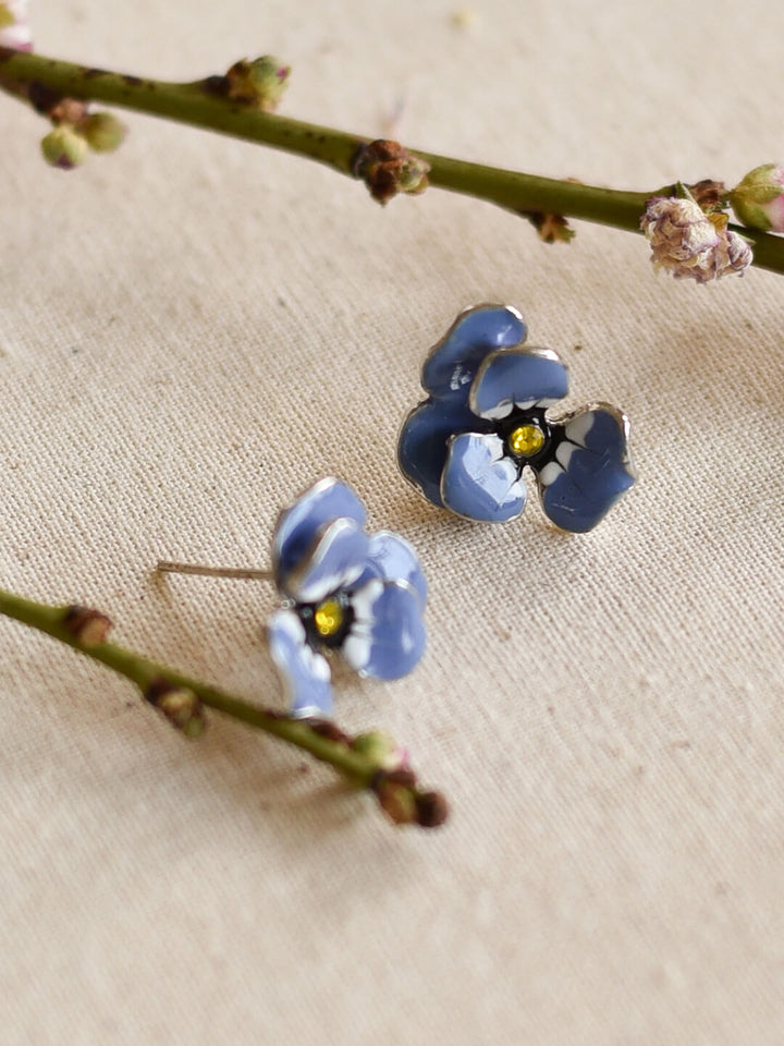 Blooming Flower Simple Blue Earrings/Simple Retro/10063