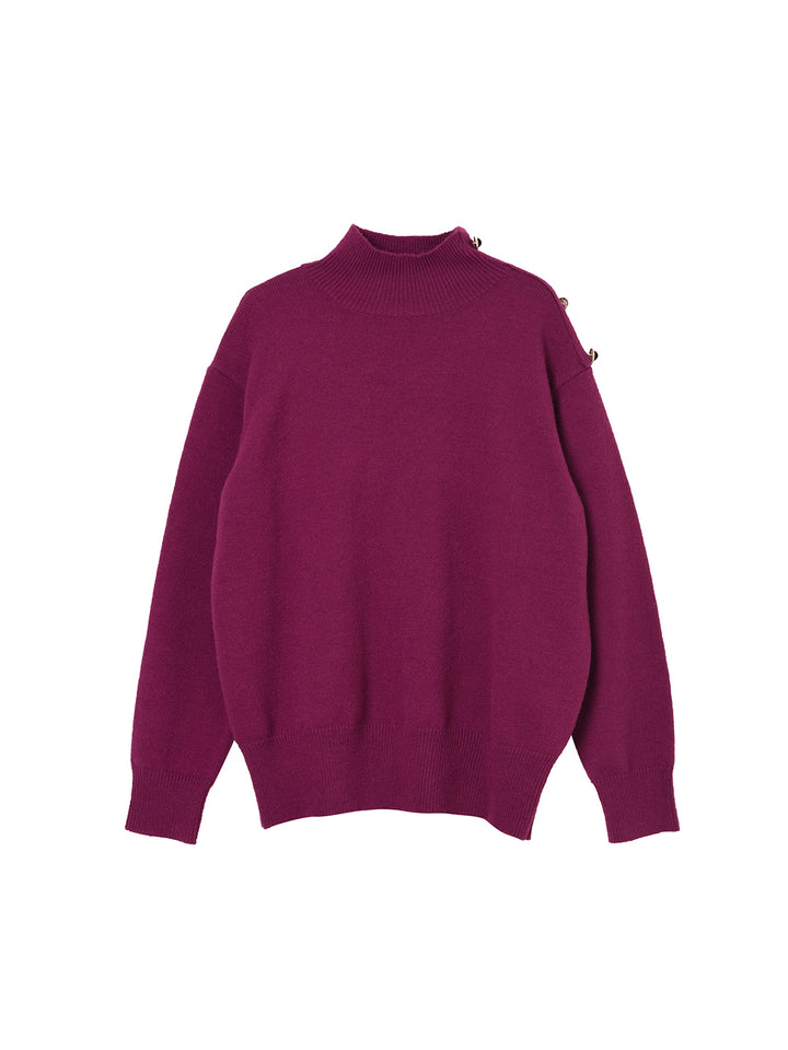 Ruby High Neck Purple Knit Sweater/SIMPLERETRO