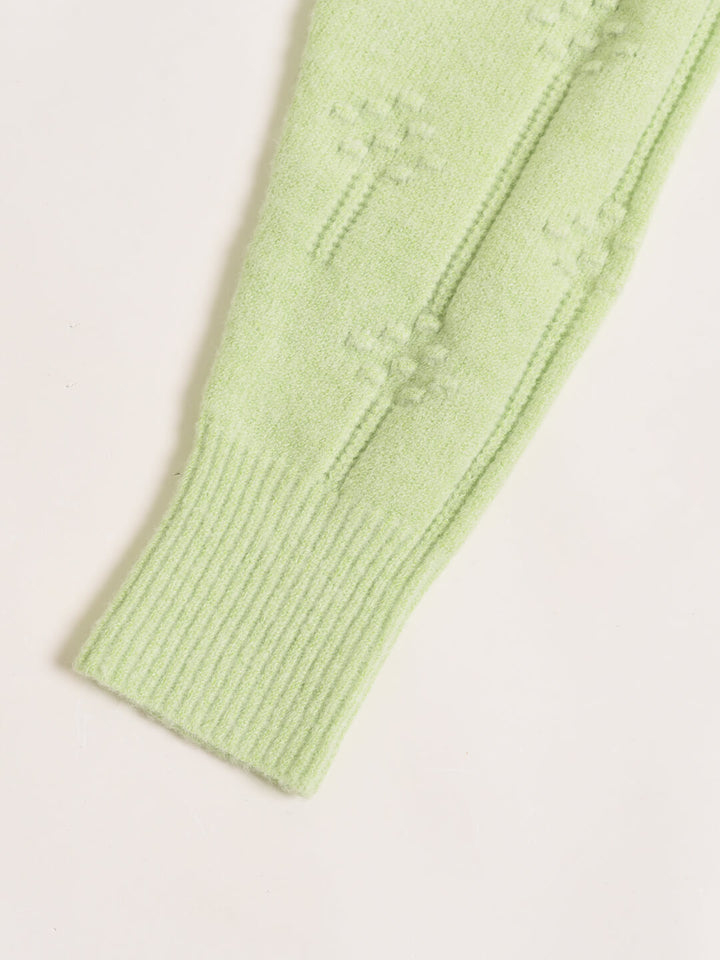 Jasmine Cable Polo Green Knit Sweater/SIMPLERETRO