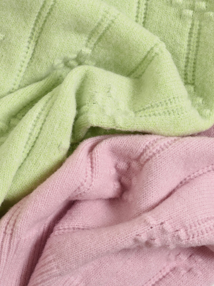 Jasmine Cable Polo Pink Knit Sweater/SIMPLERETRO