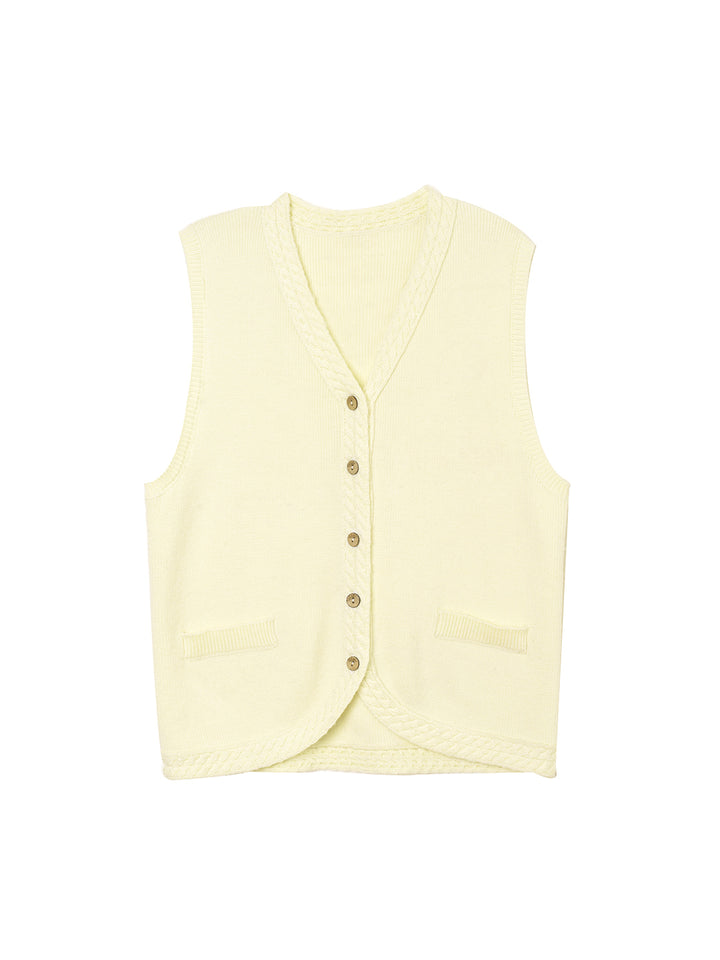 Brielle Cable White Knitted Vest/SIMPLERETRO