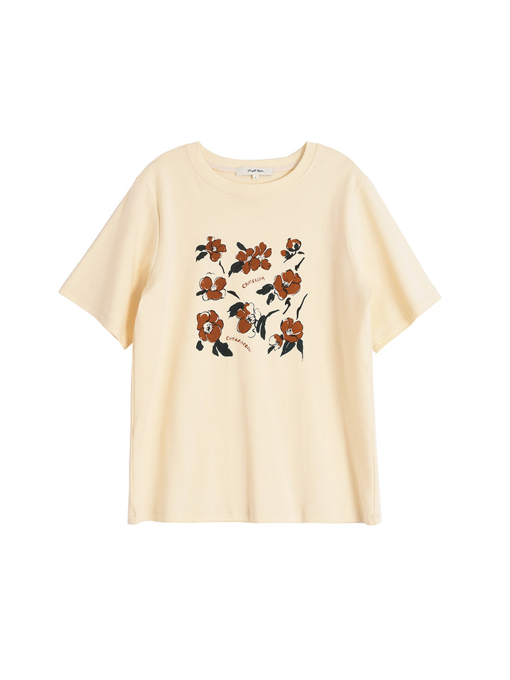 Camellia Chowxiaodou Graphic T-Shirt/Simple Retro/55165
