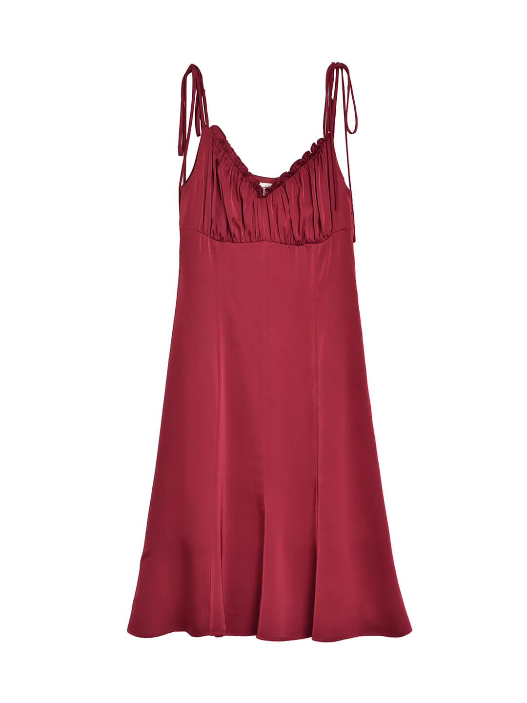 Jennifer Ruffled V-neck Red Slip Dress/Simple Retro/11335
