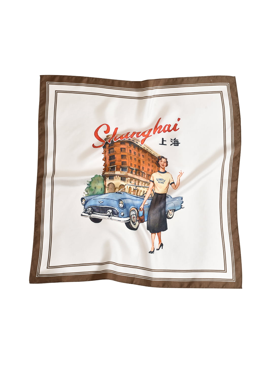 Jack City Illustration Silk Square Scarf/SIMPLE RETRO