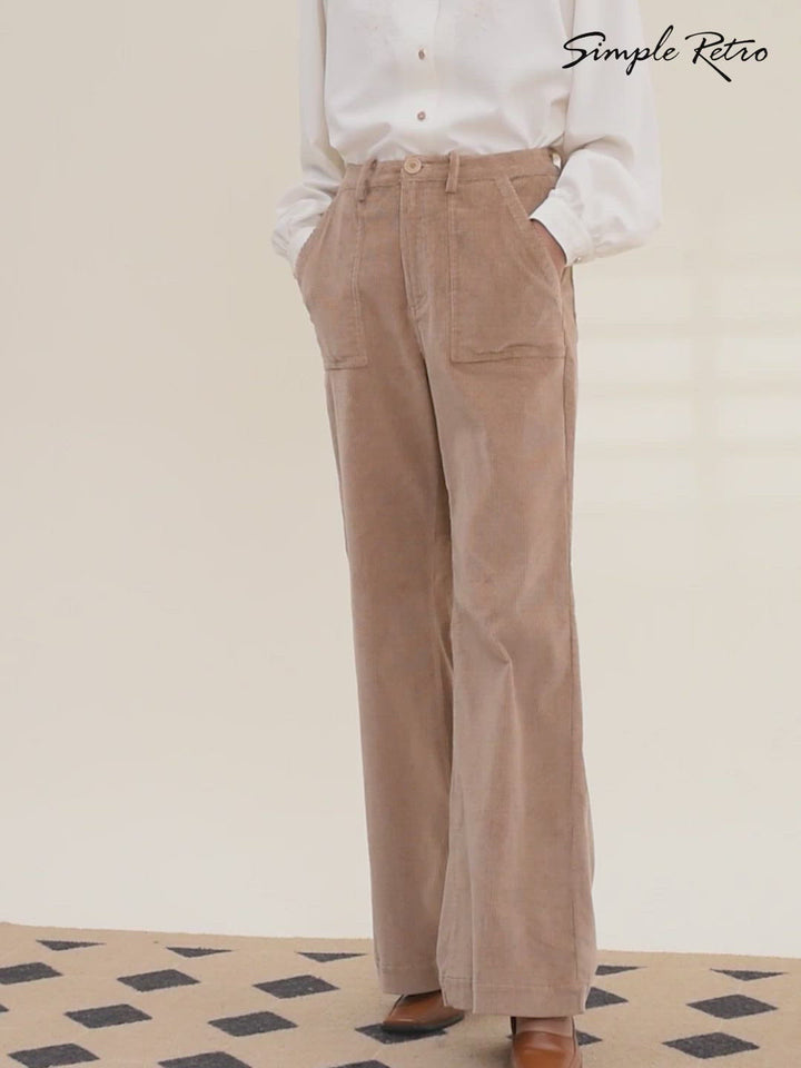 Oaklee Bell-bottomed Corduroy Trousers/ Simple Retro/ 11294